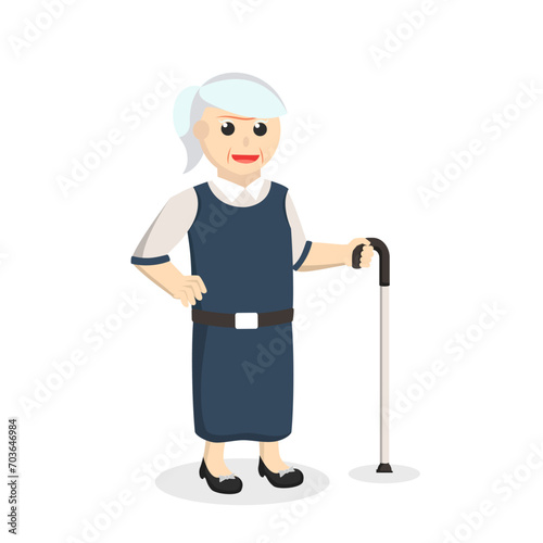 Old woman With Walking Stick design character on white background