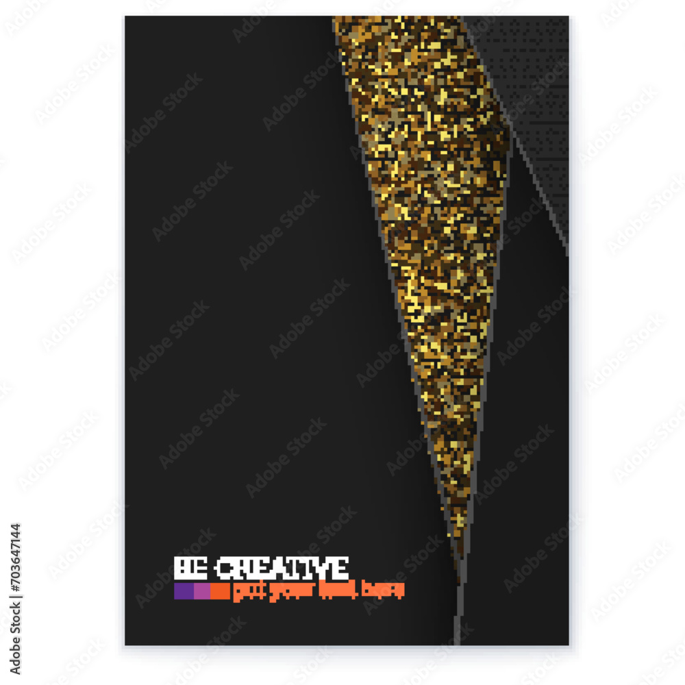 Glittering effect Golden dust on geometric shapes Poster design Layered style