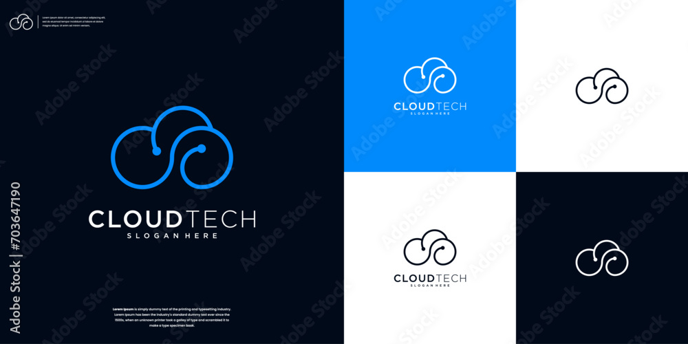 Cloud tech logo design template vector . Cloud digital technology logo design inspiration Cloud tech logo design template vector . Cloud digital technology logo design inspiration