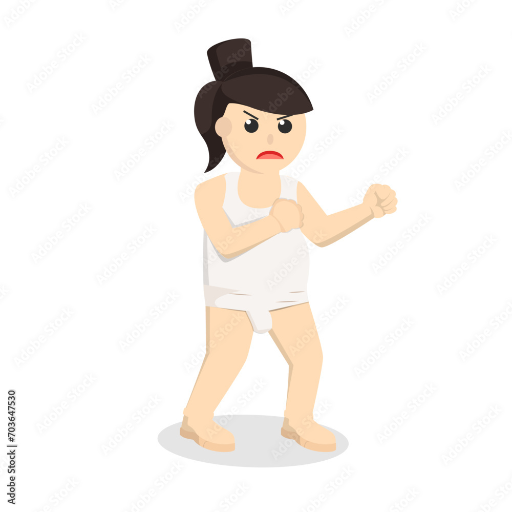 sumo woman ready to fight design character on white background