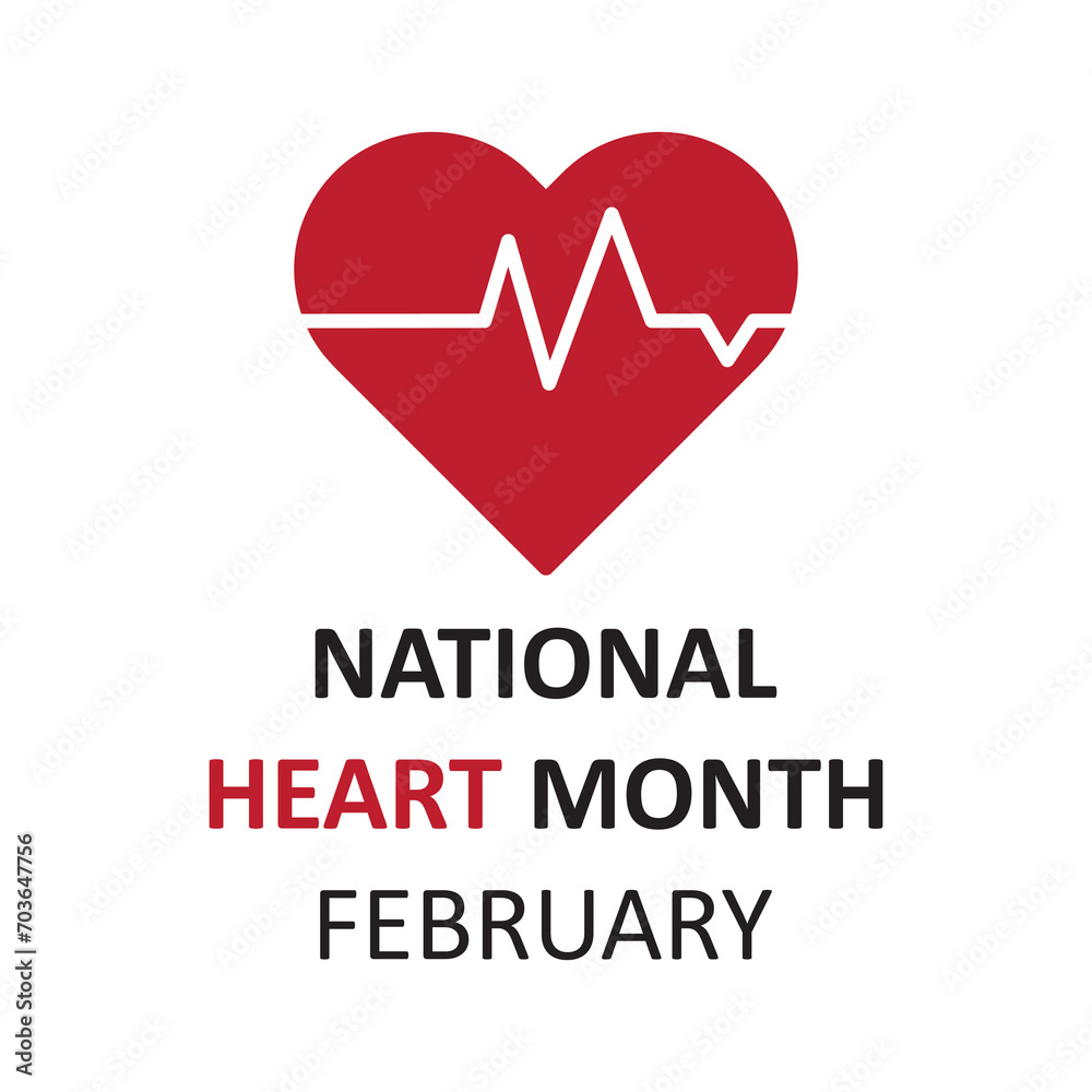 National Heart month is observed every year, heart disease Vector illustration flat design on white background..eps
