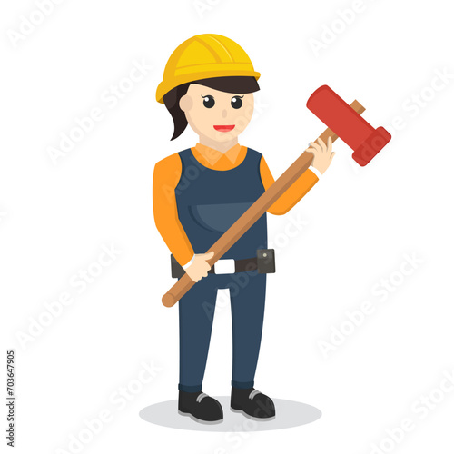 woman construction worker holding sledge hammer © Zyram Graphic