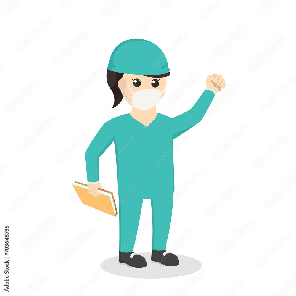 doctor woman with surgeon costume design character on white background
