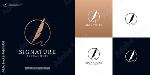 Minimalist Feather Pen logo design inspiration
