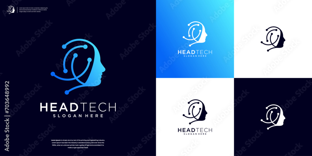 Abstract artificial intelligence logo. High innovation tech logo design inspiration - obrazy, fototapety, plakaty 