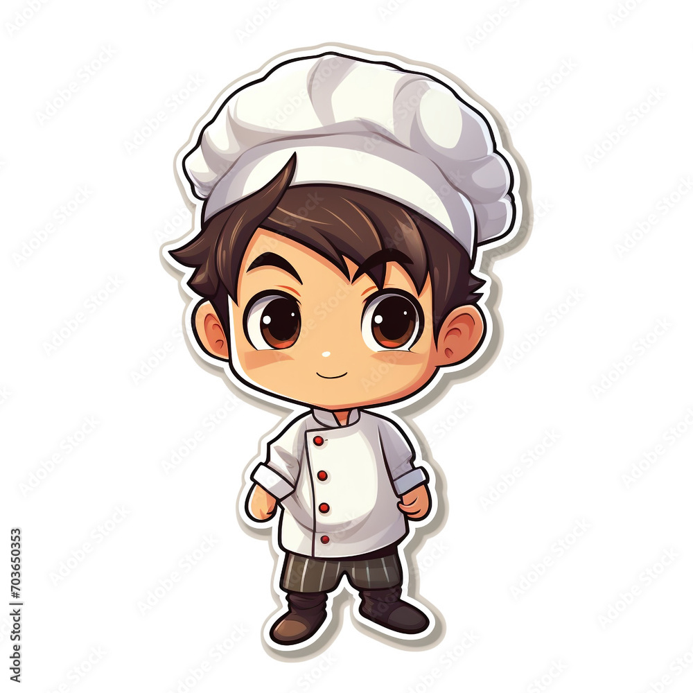 Chibi boy chef character sticker Chibi boy chef character sticker