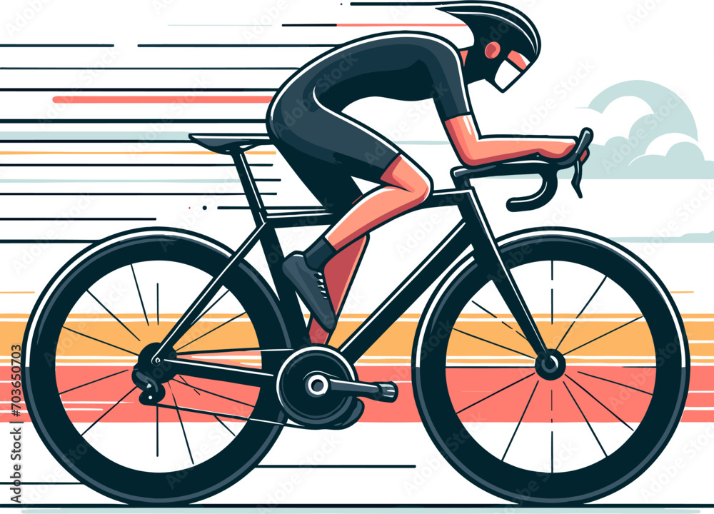 Fototapeta premium Velocity Pursuit: Cyclist Conquering Twists and Turns in Vector Illustration