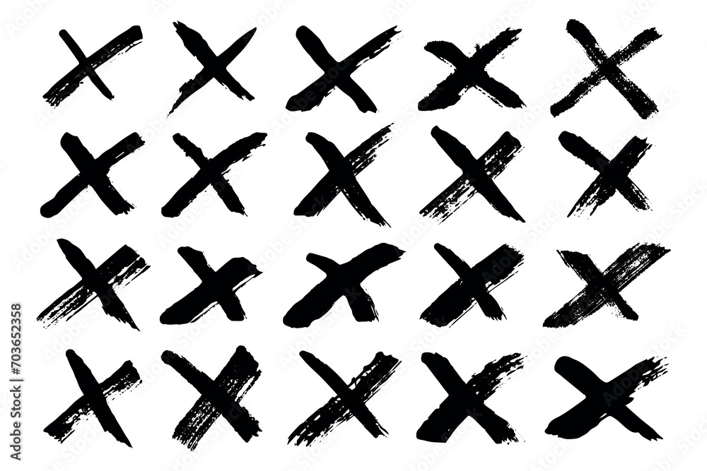 Hand drawn cross mark doodle set. Marker wrong sign clipart. Ink scribble checkbox. Single element Hand drawn cross mark doodle set. Marker wrong sign clipart. Ink scribble checkbox. Single element