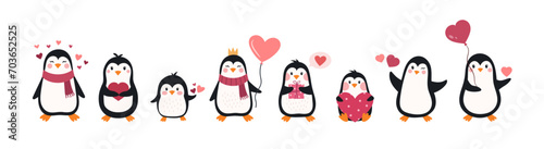 Cute penguins for Valentine's Day
