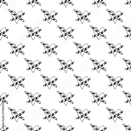 Seamless pattern with hand drawn heart doodle for decorative print, wrapping paper, greeting cards and fabric