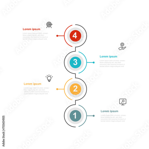 4 step line connected with icons for infographic presentation 
