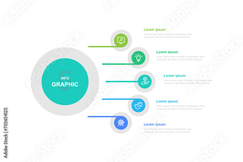 Modern design template infographic vector element with 5 step process or options suitable for web presentation and business information 