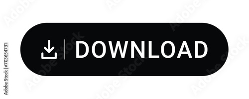 Black download button with download icon isolated on a white background. black download button PNG