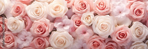 Delicate blooming festive light pink roses and bright flowers  blossoming rose flower background