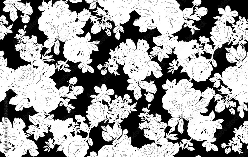 Floral Vector Seamless Black And White Pattern Design And Backgrounds 