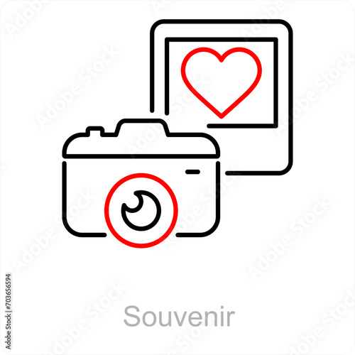 Souvenir and camera icon concept 