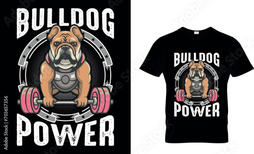 Bulldog Power Bodybuilding Weightlifting Workout T-shirt