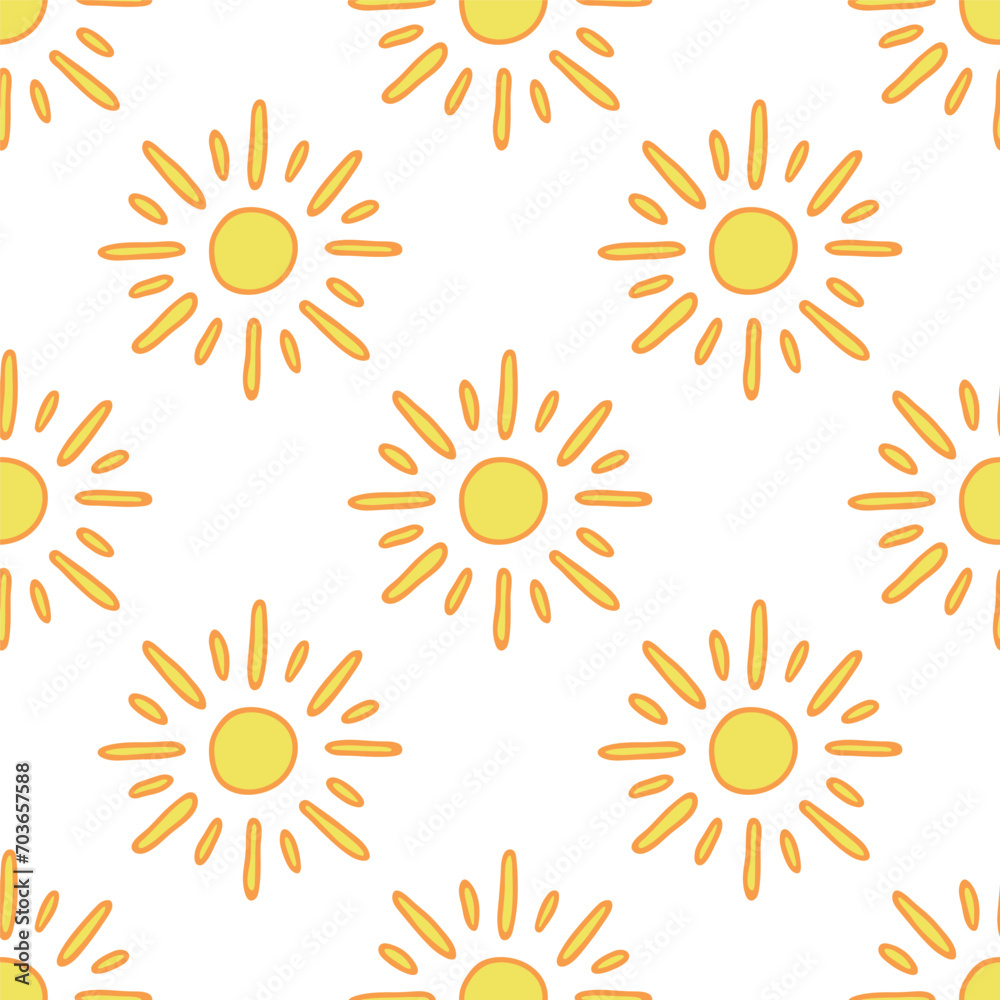 Seamless pattern with sun doodle for decorative print, wrapping paper, greeting cards, wallpaper and fabric Seamless pattern with sun doodle for decorative print, wrapping paper, greeting cards, wallpaper and fabric