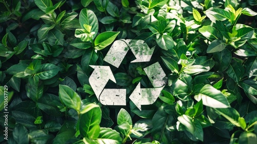 Green Recycle Symbol Background. Recycling Sign for World Protection, Ecological Environment, Zero Carbon Dioxide Emissions photo