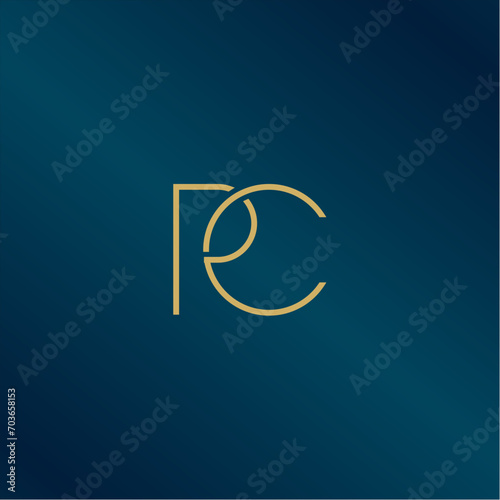 RC elegant logo template in gold color, vector file