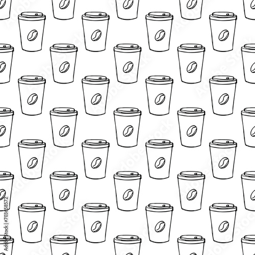 Seamless pattern with cute cup of tea or coffee doodle for decorative print, wrapping paper, greeting cards, wallpaper and fabric