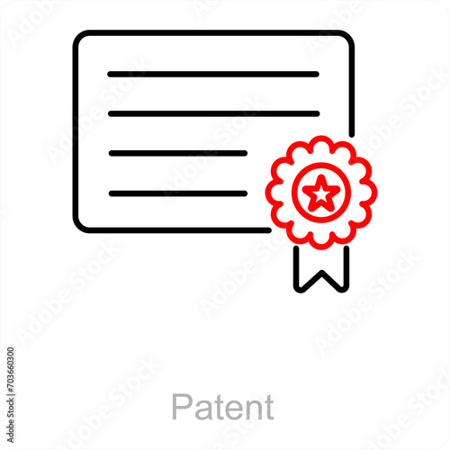 Patent and diploma icon concept 