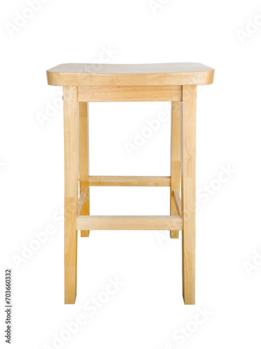 Front view of white square wooden chairs isolated on white with clipping path. Used for decorating restaurants  coffee shops  offices and homes.
