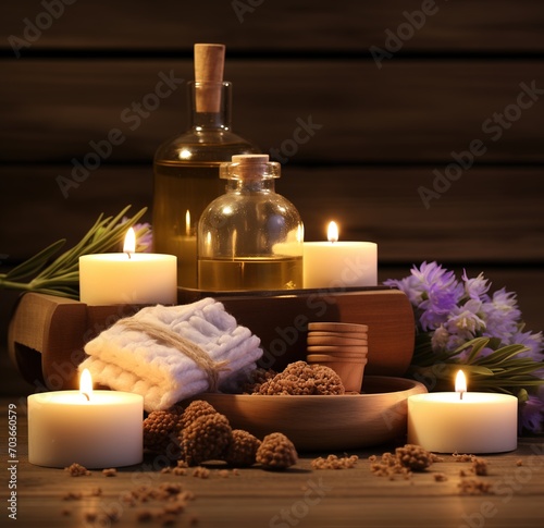 spa still life with stones and candle