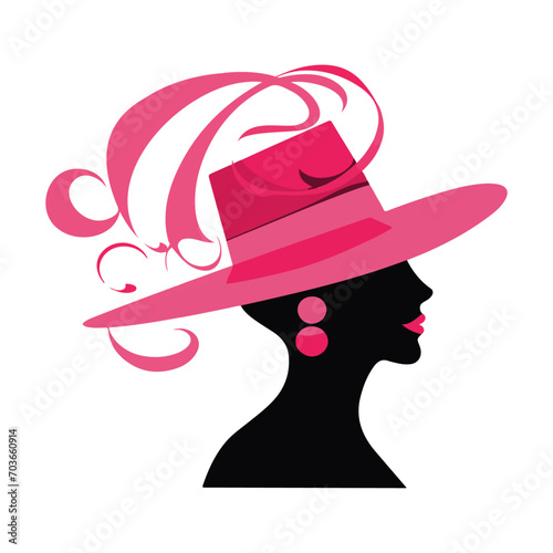 A vector illustration of a woman wearing a pink hat