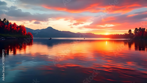 Nature, Sun, Lake, Water, sunrise, Sunset, Scenery, asthetic over the lake, sunset over the lake, HD wallpaper, HD background, wallpaper, AI generated