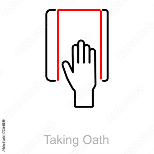 Taking Oath and hand icon concept