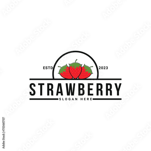 strawberry logo design idea isolated on white background