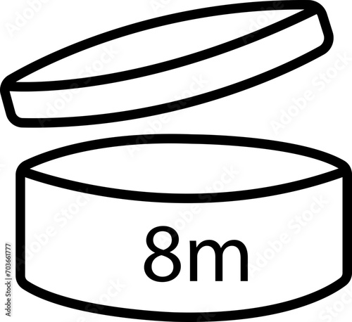 Period After Opening 8 eight months, shelf life vector icon in trendy Line style editable stock. Round tub with cap opened. Pao symbol expiration date packaging symbol on transparent background.