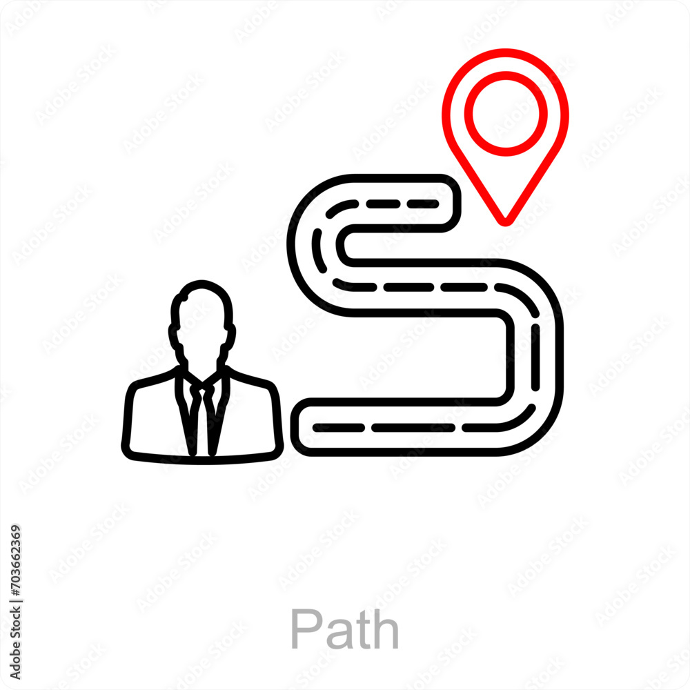 Path and map icon concept Path and map icon concept
