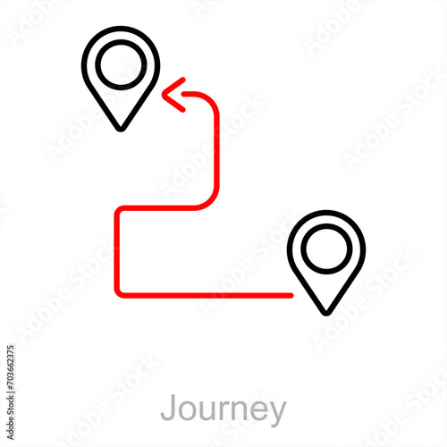 Journey and map icon concept