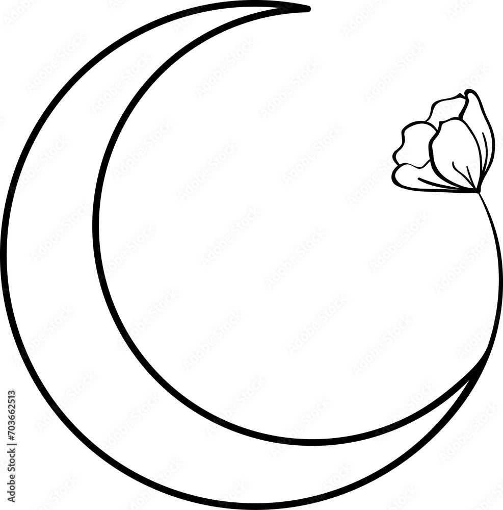 Hand Drawn Abstract Moon Floral Magic Element Hand Drawn Abstract Moon Floral Magic Element