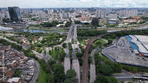 Aerial view of the João Dias bridge on Marginal Pinheiros, in São Paulo, SP, Brazil.