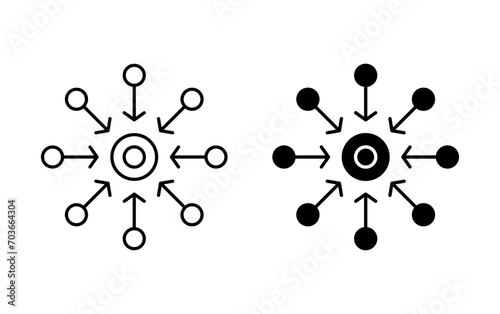 Centralized outline icon collection or set. Centralized Thin vector line art