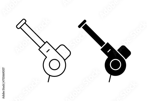 Leaf blower outline icon collection or set. Leaf blower Thin vector line art photo