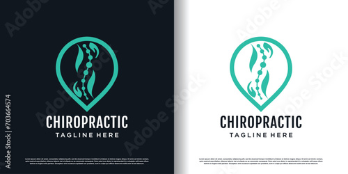 chiropractic logo design vector with creative  unique concept premium vector