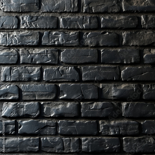 Close-up of a textured black brick wall