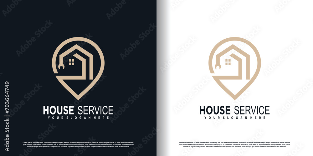 Fototapeta premium House service logo with creative unique element concept premium vector