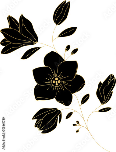 Wallpaper Mural Gold Flower Floral Line Art Illustration Torontodigital.ca