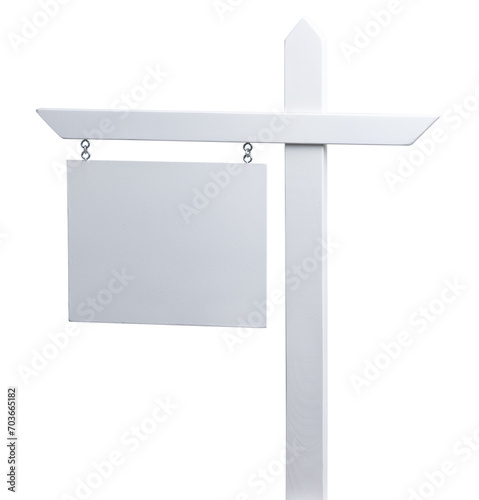 Blank Real Estate Sign Isolated on a White Background. photo