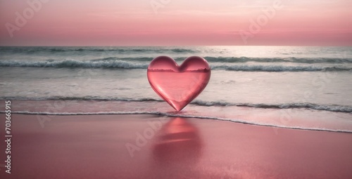 heart on the beach day, beach, romantic, valentines, holiday, red, hearts, pink, sea, ocean, sign, sand, decoration, 