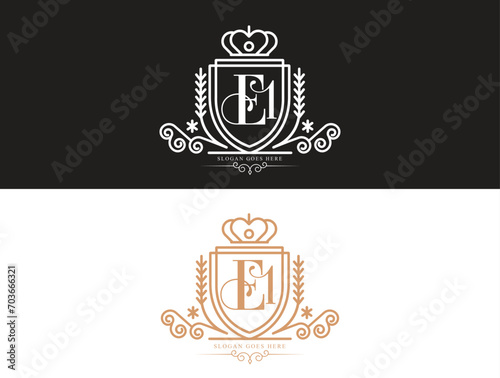 Ei initial luxury ormament monogram logo photo