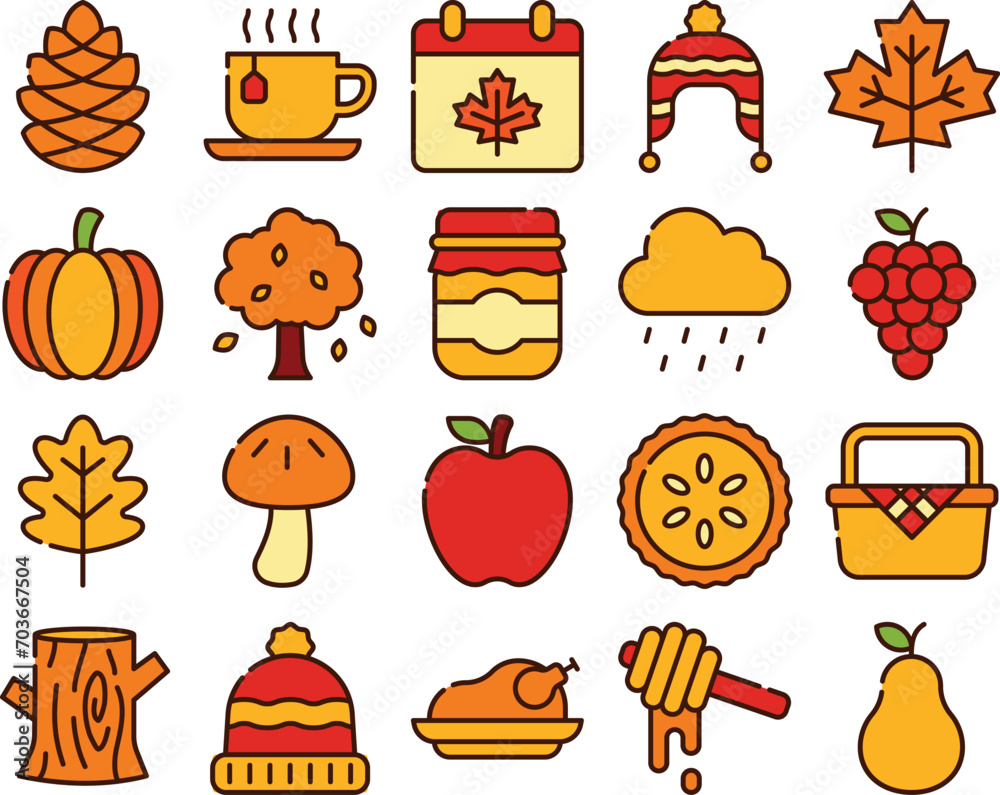 Set of autumn icons vector illustration