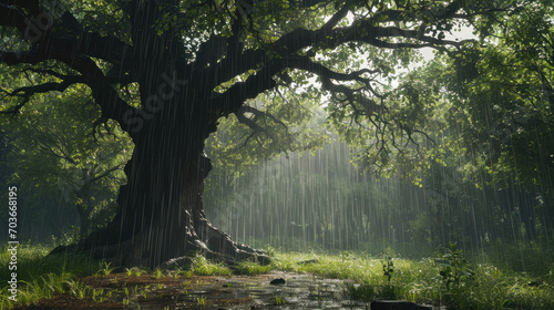 Teak in the Rain: A Realistic Natural Scene
