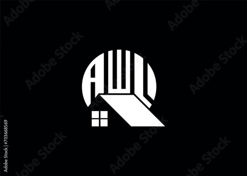 Real Estate Letter AWL Monogram Vector Logo.Home Or Building Shape AWL Logo