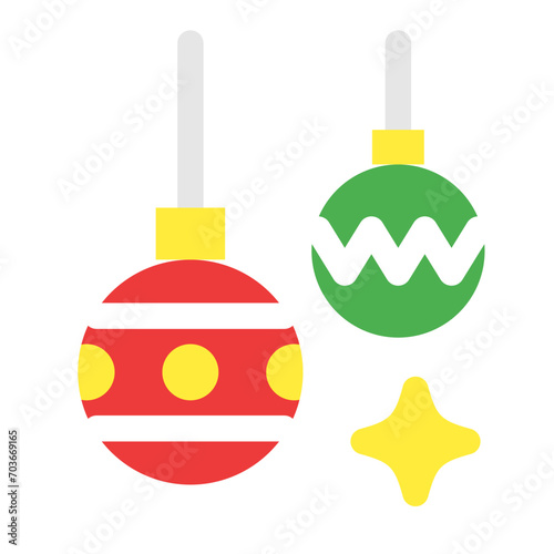 クリスマス、オーナメントを表すカラースタイルのアイコン